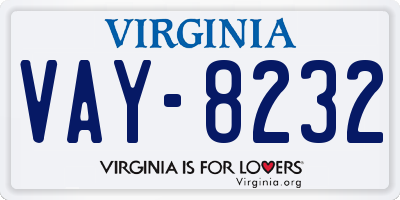 VA license plate VAY8232