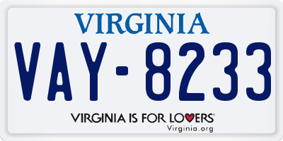 VA license plate VAY8233
