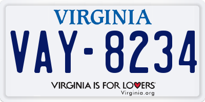 VA license plate VAY8234