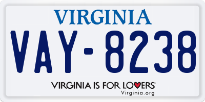 VA license plate VAY8238