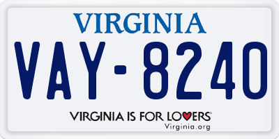 VA license plate VAY8240
