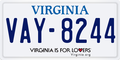 VA license plate VAY8244