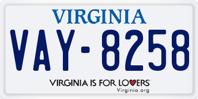 VA license plate VAY8258