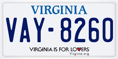 VA license plate VAY8260