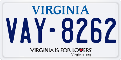 VA license plate VAY8262