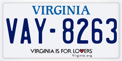 VA license plate VAY8263