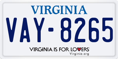 VA license plate VAY8265