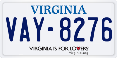 VA license plate VAY8276
