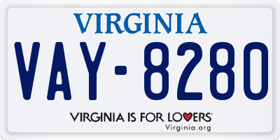 VA license plate VAY8280