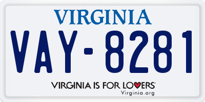 VA license plate VAY8281