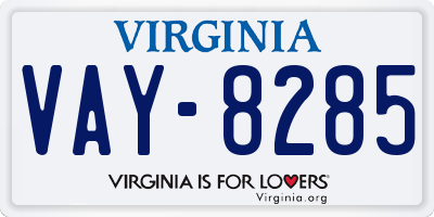 VA license plate VAY8285