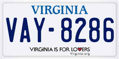 VA license plate VAY8286