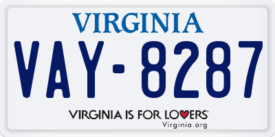 VA license plate VAY8287