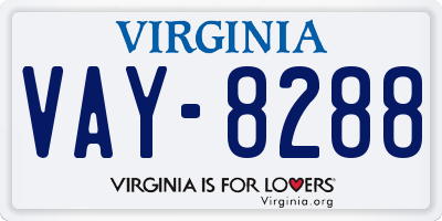 VA license plate VAY8288