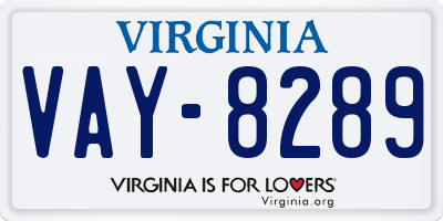 VA license plate VAY8289