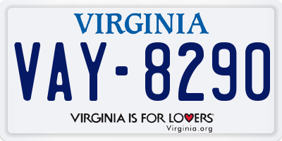 VA license plate VAY8290