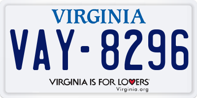 VA license plate VAY8296