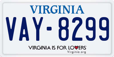 VA license plate VAY8299