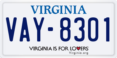 VA license plate VAY8301