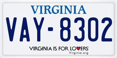VA license plate VAY8302