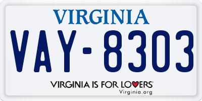 VA license plate VAY8303