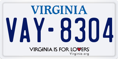 VA license plate VAY8304
