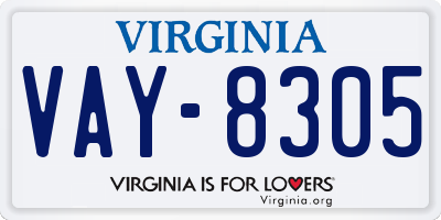 VA license plate VAY8305