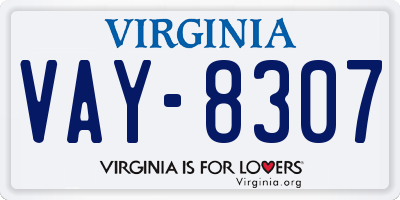 VA license plate VAY8307