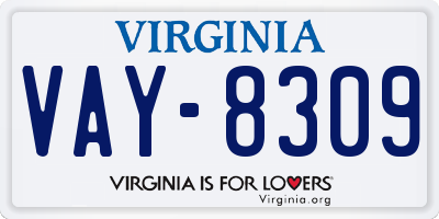 VA license plate VAY8309