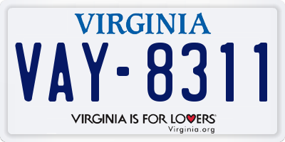 VA license plate VAY8311