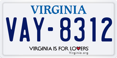 VA license plate VAY8312