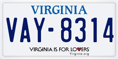 VA license plate VAY8314