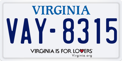 VA license plate VAY8315