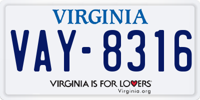 VA license plate VAY8316