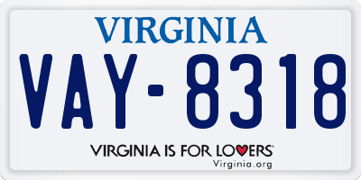 VA license plate VAY8318