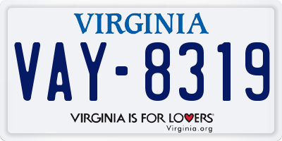 VA license plate VAY8319