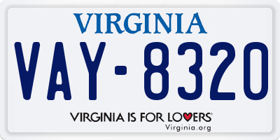 VA license plate VAY8320