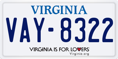 VA license plate VAY8322