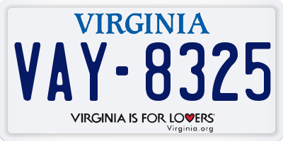 VA license plate VAY8325