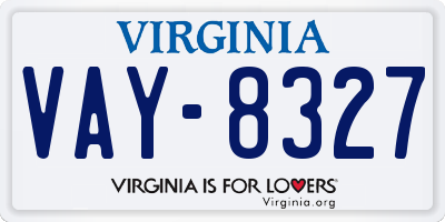 VA license plate VAY8327