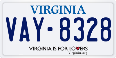 VA license plate VAY8328