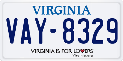 VA license plate VAY8329