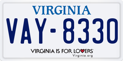 VA license plate VAY8330