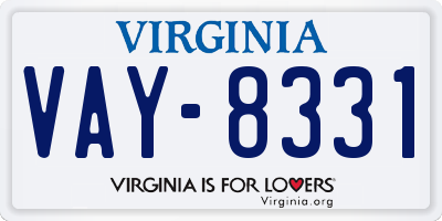 VA license plate VAY8331