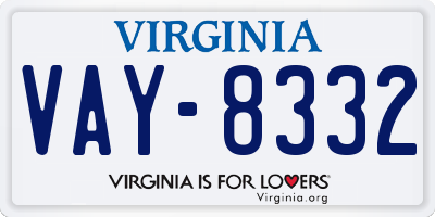 VA license plate VAY8332