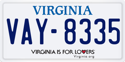 VA license plate VAY8335