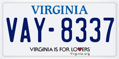 VA license plate VAY8337
