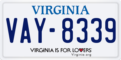 VA license plate VAY8339