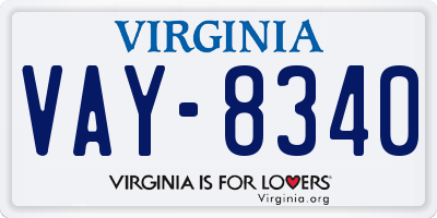 VA license plate VAY8340