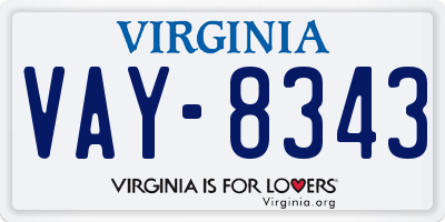 VA license plate VAY8343
